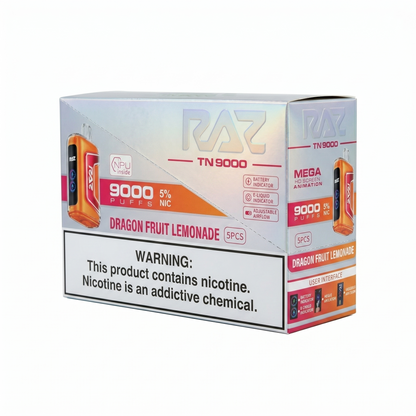 Raz TN9000 9000 Puffs 5 Pack - Dragon Fruit Lemonade