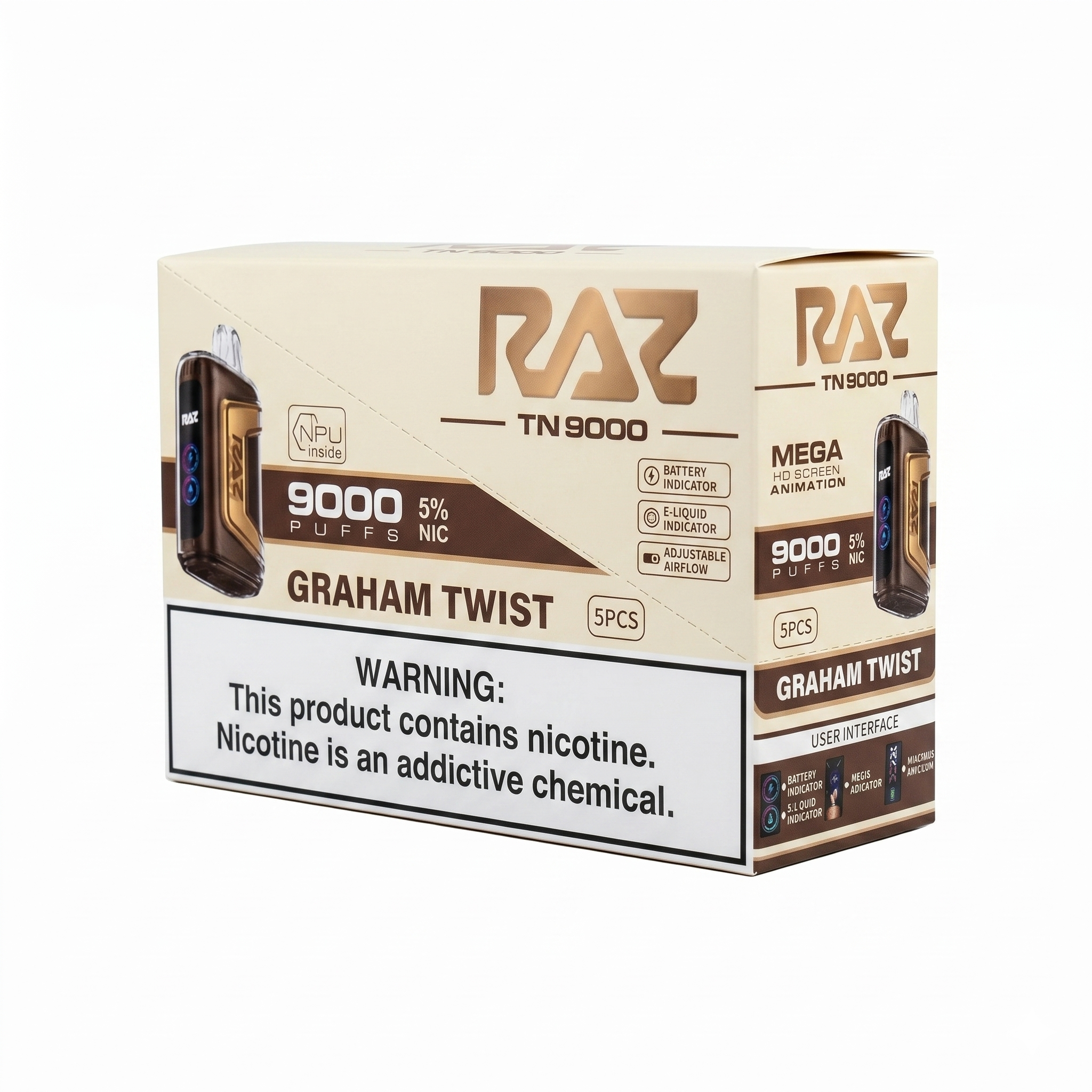 Raz TN9000 9000 Puffs 5 Pack - Graham Twist