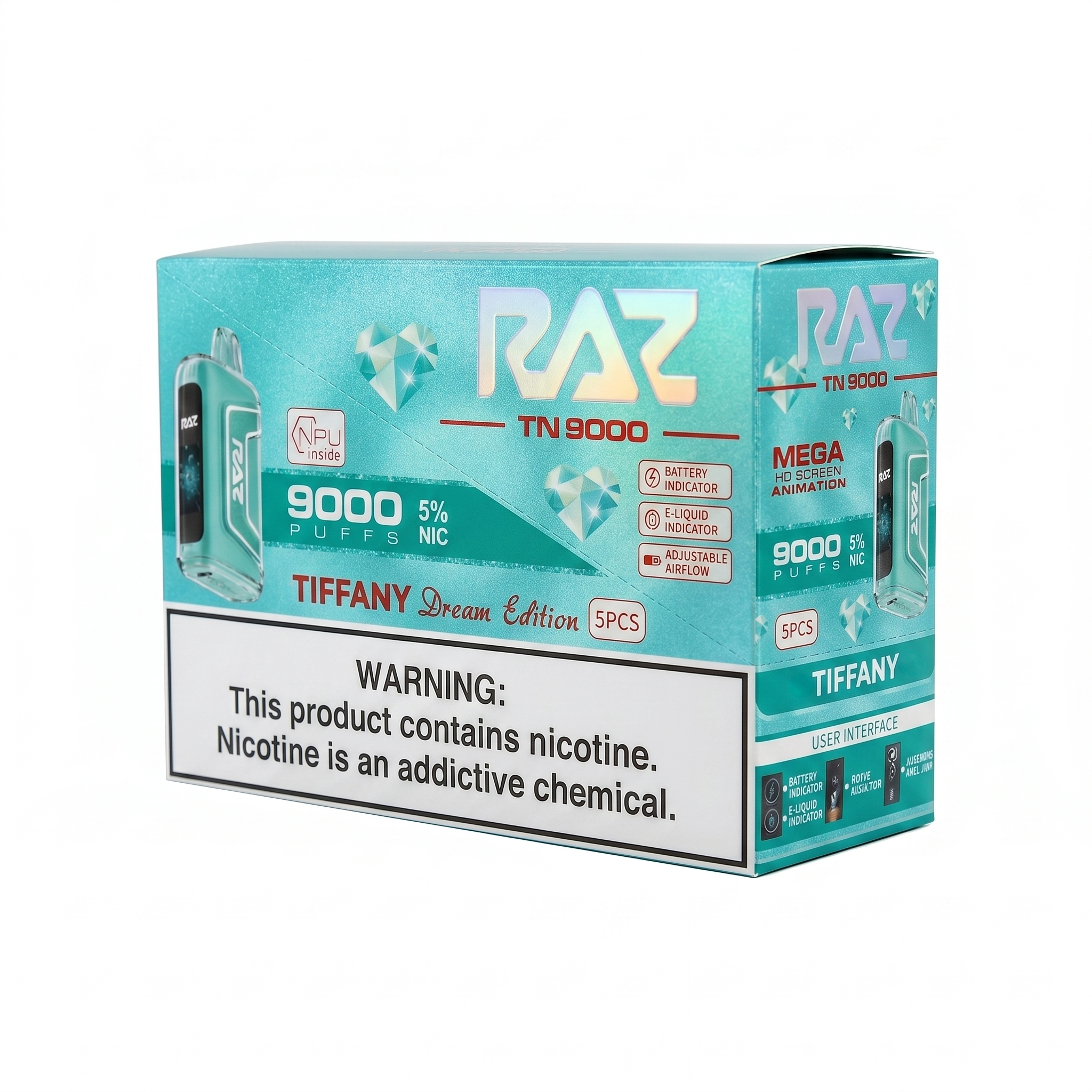 Raz TN9000 9000 Puffs 5 Pack - Tiffany