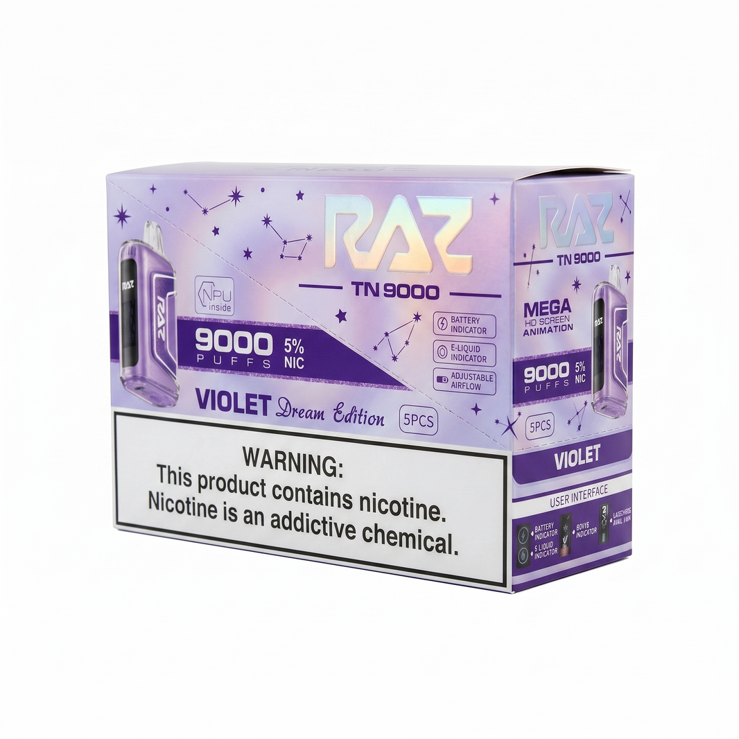 Raz TN9000 9000 Puffs 5 Pack - Violet