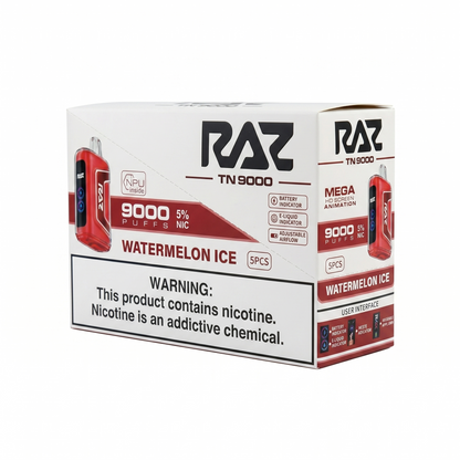 Raz TN9000 9000 Puffs 5 Pack - Watermelon Ice