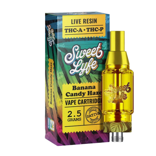 Sweet Lyfe Live Resin Banana Candy Haze THC-A + THC-P Cartridge - 2500mg