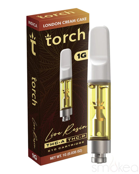 Indulge in the Luxurious Torch 1g THCA Live Resin Blend Cartridge - London Cream Cake Flavor!