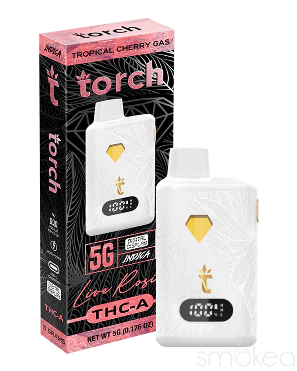 Tropical Cherry Gas 5G THCA Live Rosin Disposable Vape by Torch - Indulge in Flavorful Bliss!