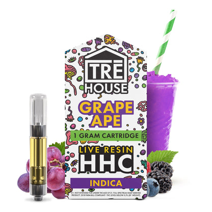 Tre House Live Resin Grape Ape HHC Cartridge - 1000mg