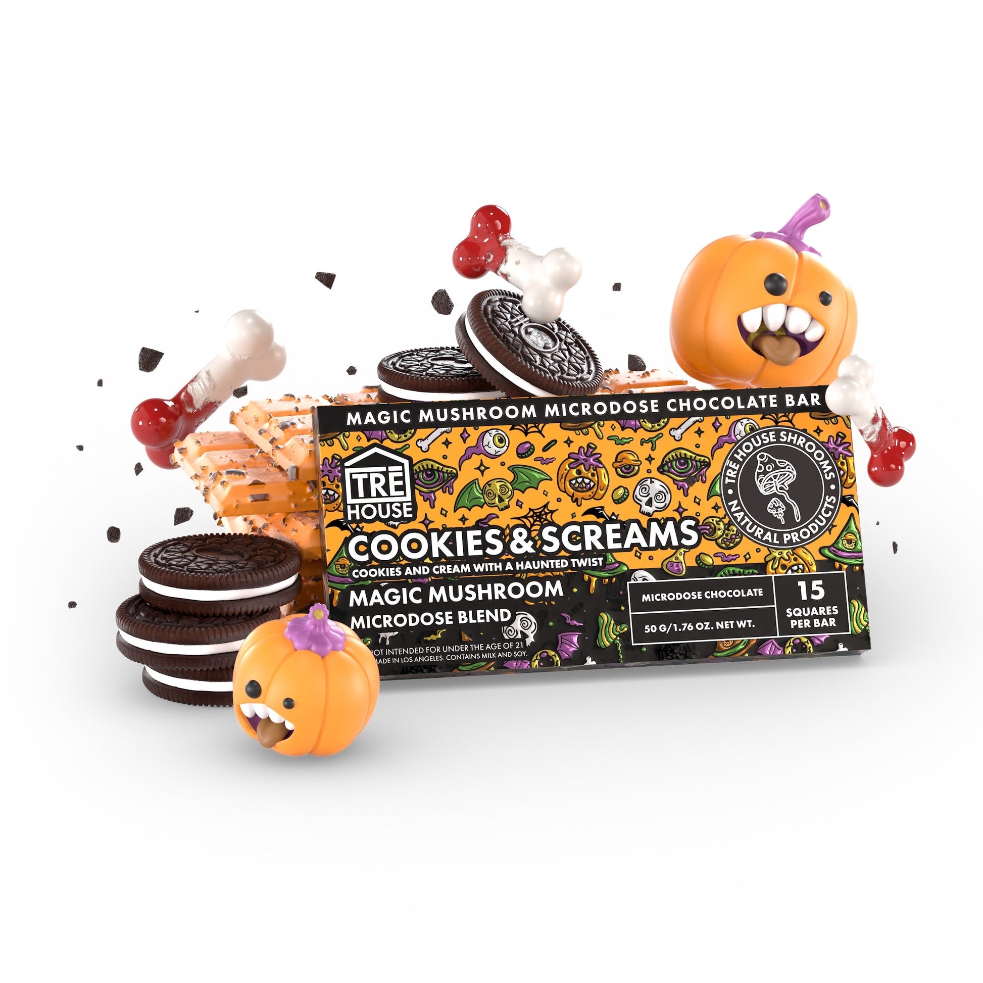 Tre House Magic Mushroom Cookies n Scream Chocolate Bar - hqdtechusa