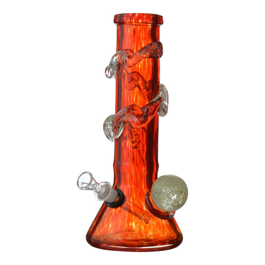 Wide Neck Dappled Tube Beaker Bong - 14in - hqdtechusa