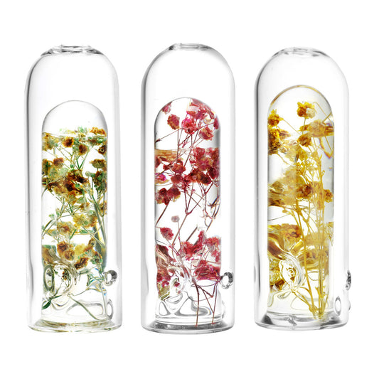 Wild Flower Terrarium Glass Hand Pipe 5.25"