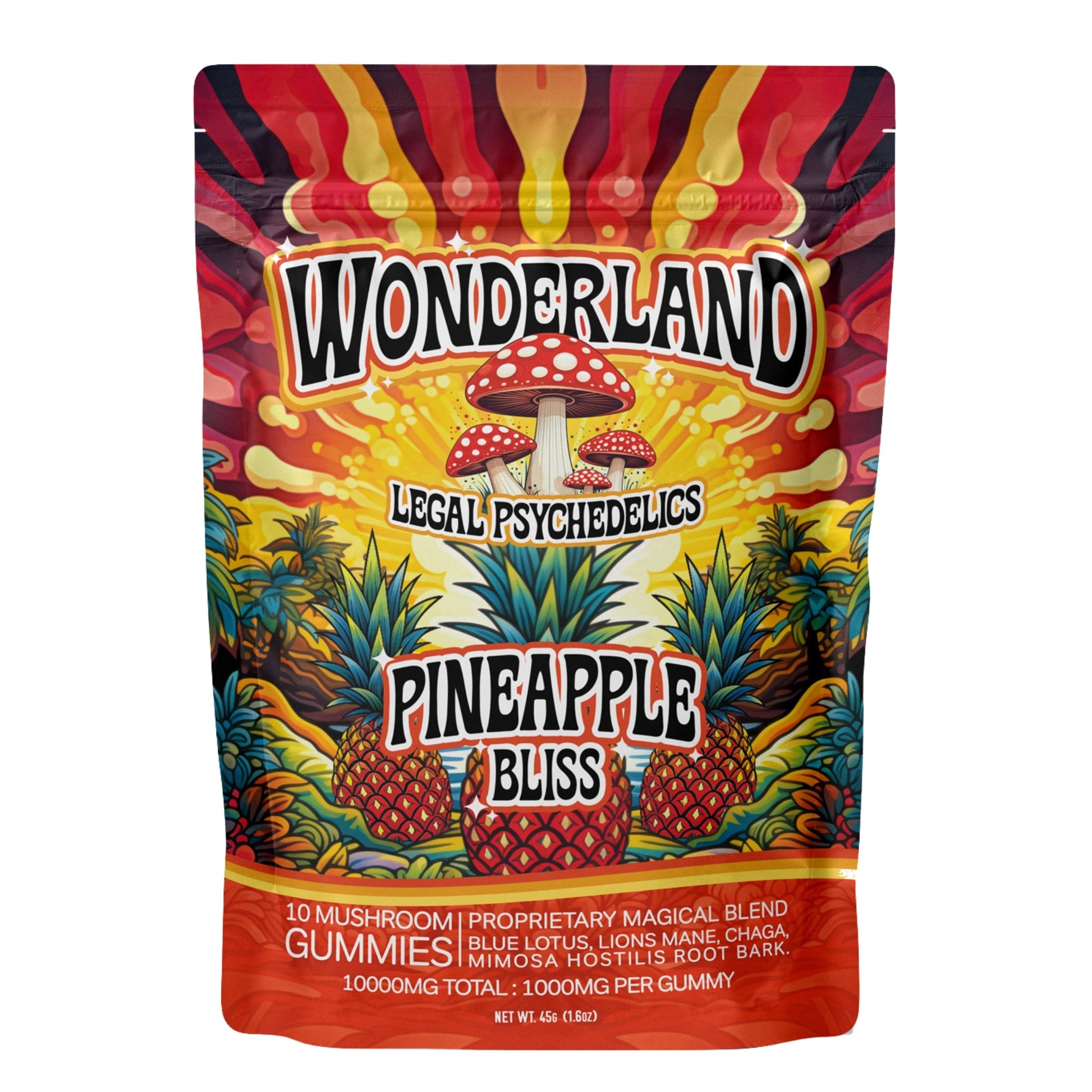 Wonderland Mushroom Pineapple Bliss Gummies - 10,000mg - hqdtechusa