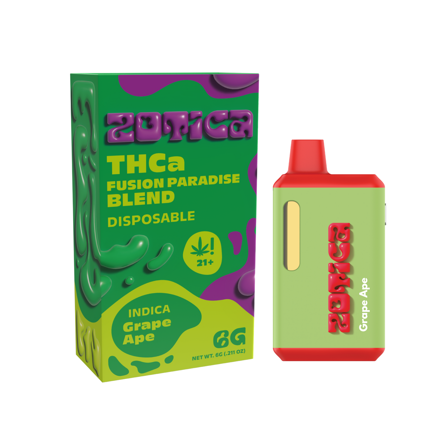 Zotica Green Hulk Grape Ape THC-A Vaporizer - 6000mg