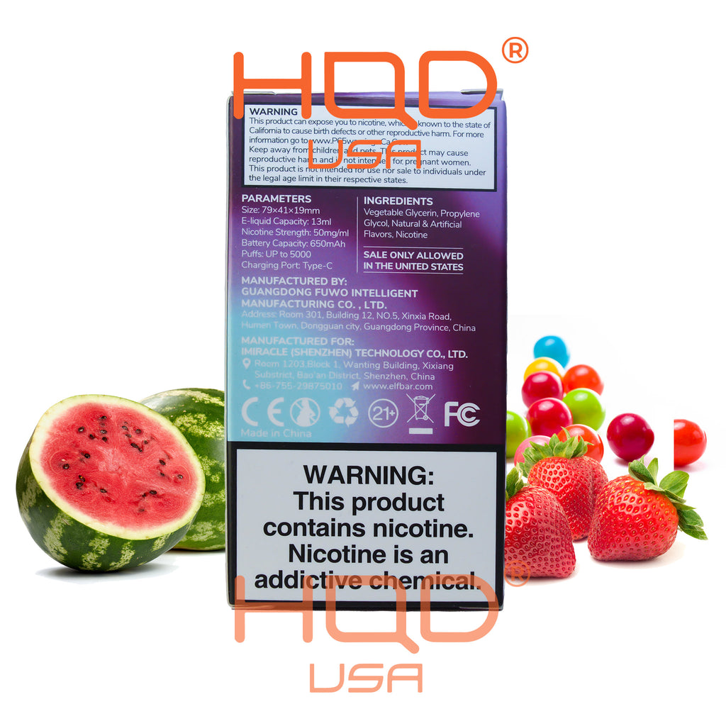 Elf Bar | Ultra BC5000 Disposable Vape Strawberry watermelon Bubblegum 5000 Puffs